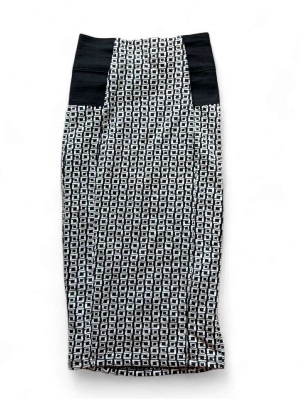 UK2LA Black and White Geometric Midi Skirt